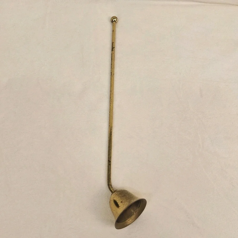 Vintage Brass Bell Candle Snuffer Patina Decorative Taper Extinguisher Tool